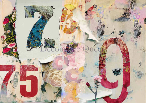 Decoupage Queen Andy Skinner NUMBER JUMBLE  A4 Rice Paper DQRP0441 Retired 7.20.24