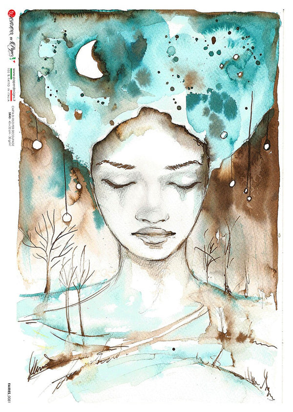 Paper Designs FAIRY PORTRAIT A4 Decoupage Rice Paper #Fairies0081