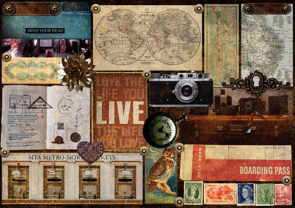 Decoupage Queen ELAINE'S JOURNEY A4 Rice Paper #DQRP0125 (Retired)