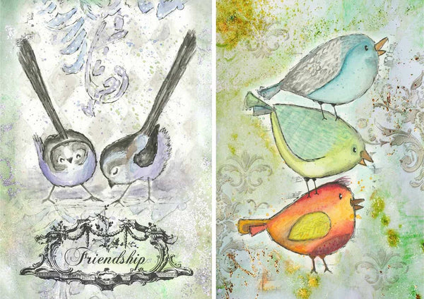 Decoupage Queen Old to Ooh La La VICTORIA'S FEATHERED FRIENDS A4 Rice Paper dqrp0229 (Retired) - last three