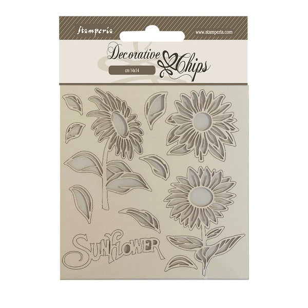 Stamperia SUNFLOWER ART Decorative Chips 5.5" x 5.5" #SCB169