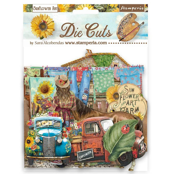 Stamperia SUNFLOWER ART Die Cuts Chipboard Shapes PCS #DFLDC77