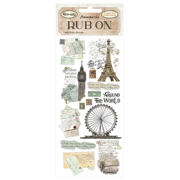 Stamperia Around the World MONUMENTS  Rub On 4" x 8.5"  #DFLRB33