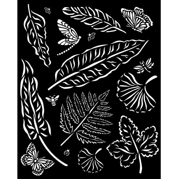 Stamperia Mixed Media Art SUNFLOWER ART LEAVES Stencil 20x25 cm #KSTD138