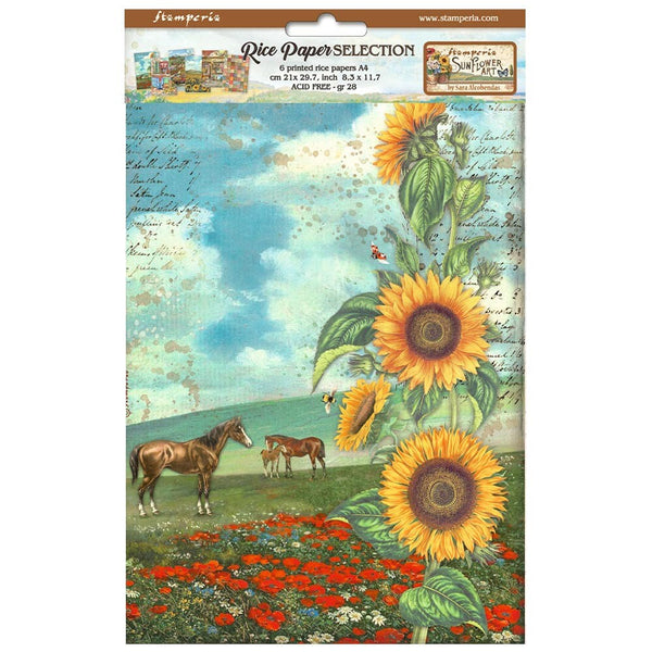 Stamperia SUNFLOWER ART A4 Rice Paper SELECTION Decoupage  #DFSA4XSF