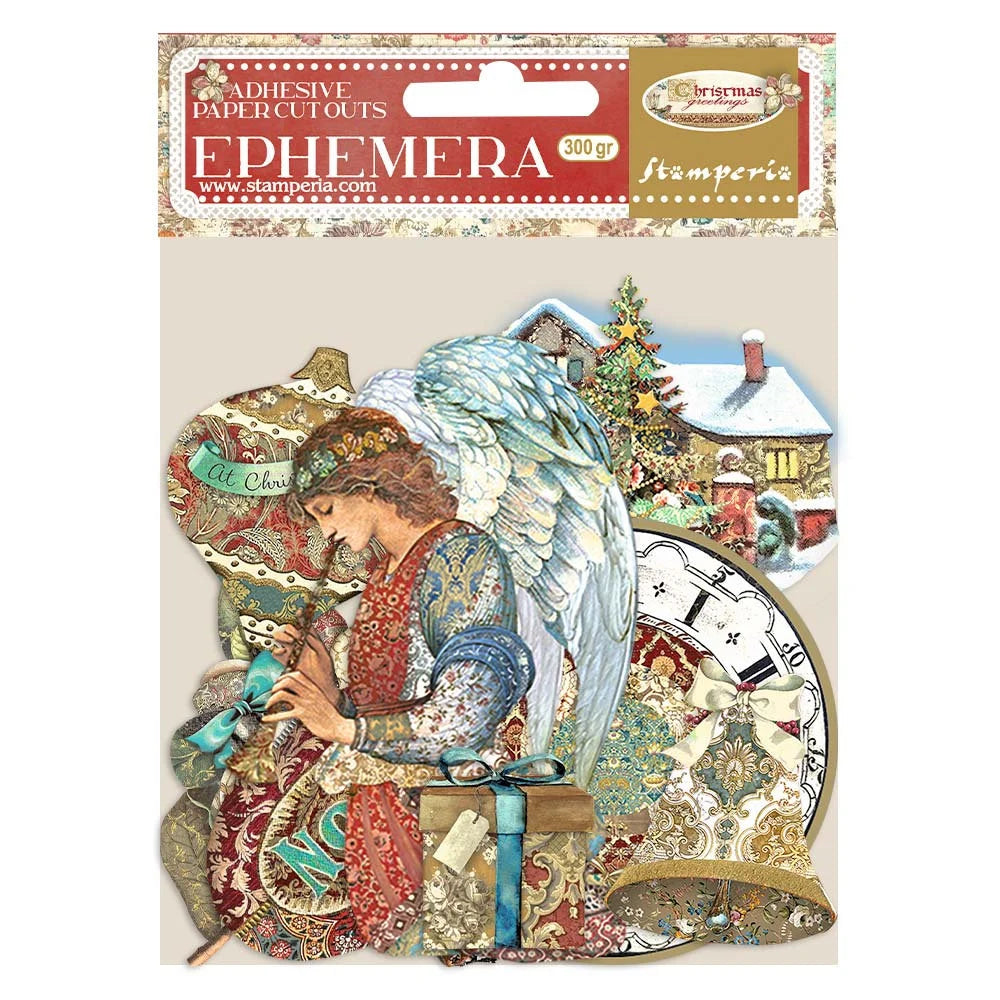 Stamperia CHRISTMAS GREETINGS Adhesive Paper Cut Outs EPHEMERA- #DFLCT24