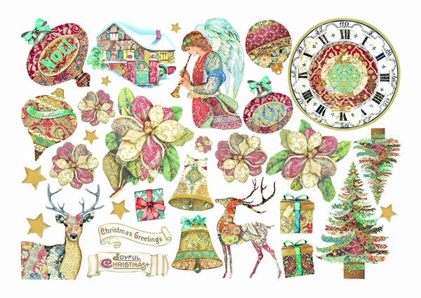 Stamperia CHRISTMAS GREETINGS Adhesive Paper Cut Outs EPHEMERA- #DFLCT24