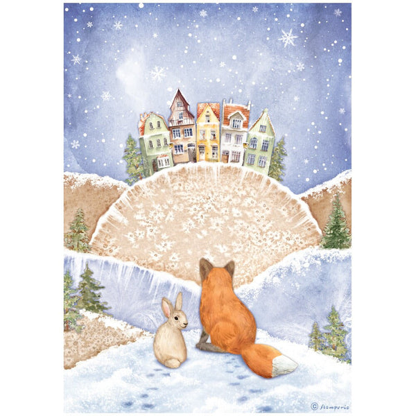 Stamperia Winter Valley FOX and BUNNY A4 Decoupage Rice Paper #DFSA4797