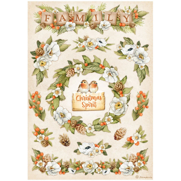 Stamperia WINTER VALLEY FAMILY Garlands Decoupage Rice Paper A4 #DFSA4801