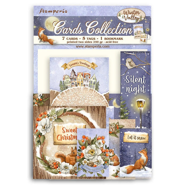 Stamperia WINTER VALLEY Christmas 7 Cards 5 Tags 1 Bookmark Ephemera #SBCARD19