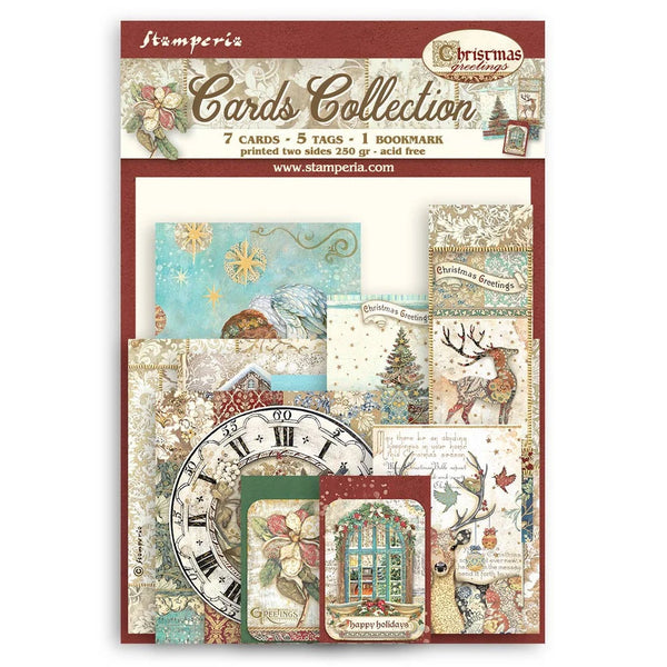 Stamperia CHRISTMAS GREETINGS Die Cuts Cards Tags Bookmarks Toppers Collection #SBCARD18