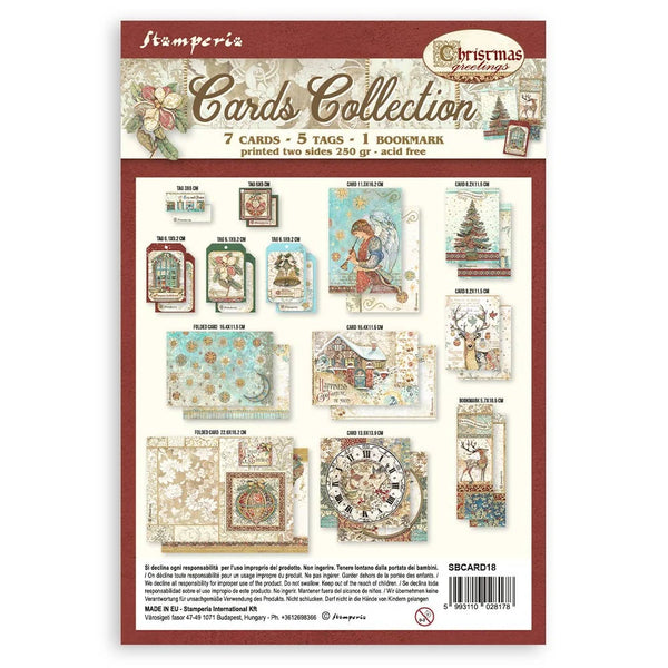 Stamperia CHRISTMAS GREETINGS Die Cuts Cards Tags Bookmarks Toppers Collection #SBCARD18