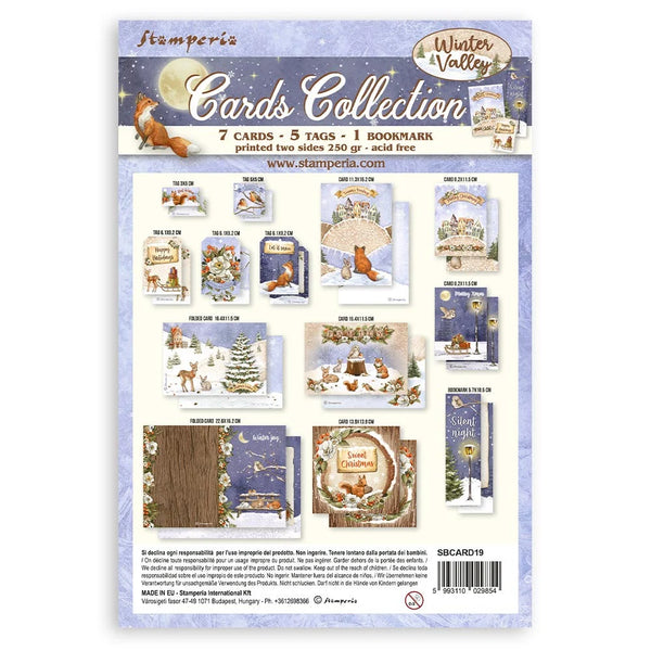 Stamperia WINTER VALLEY Christmas 7 Cards 5 Tags 1 Bookmark Ephemera #SBCARD19