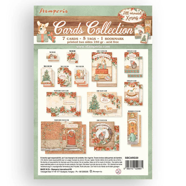 Stamperia ALL AROUND CHRISTMAS 7 Cards 5 Tags 1 Bookmark Ephemera #SBCARD20