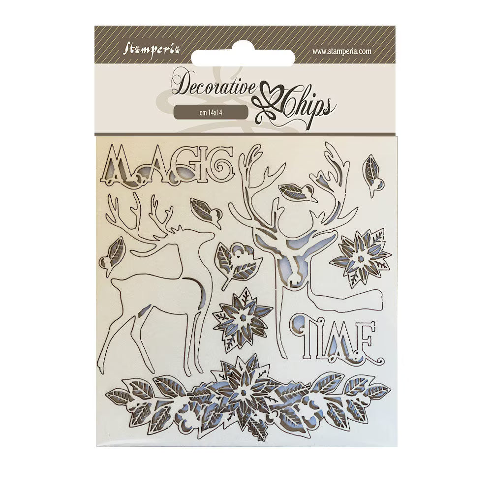 Stamperia CHRISTMAS MAGIC TIME Deer Decorative Chips 5.5