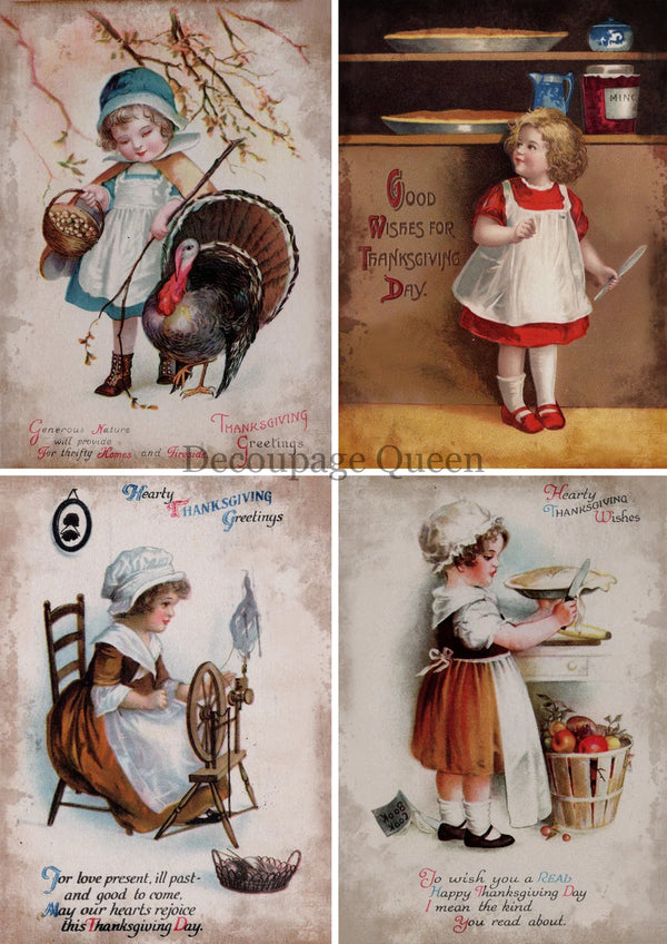 Decoupage Queen THANKSGIVING GREETINGS A4 Rice Paper DQRP0497 Limited Edition