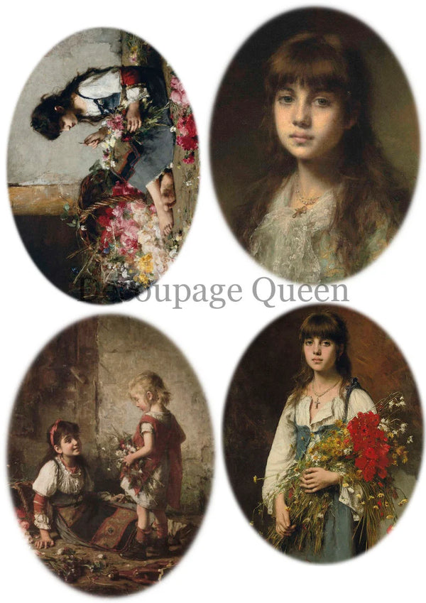 Decoupage Queen Dainty and the Queen ALEXI HARLAMOFF PAINTINGS A4 Rice Paper DQRP0464