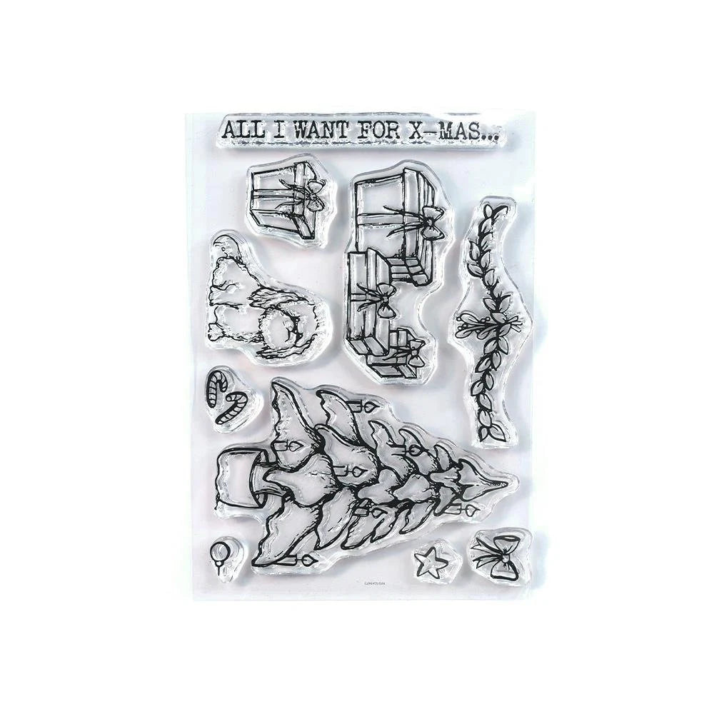 Elizabeth Craft Designs ALL I WANT for X-Mas... A6 Clear Stamps #ECCS309