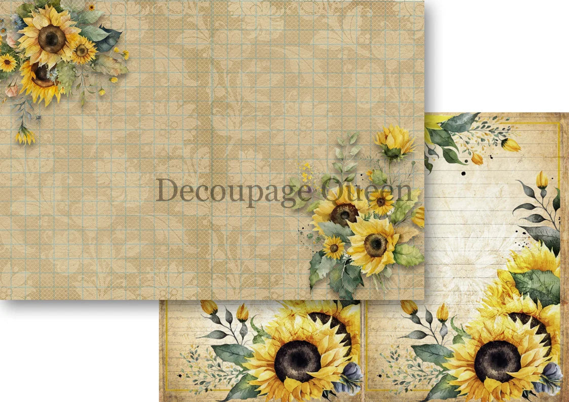 Decoupage Queen SUNFLOWER EPHEMERA A4 Journal Kit #DQJP0001