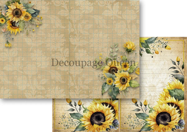 Decoupage Queen SUNFLOWER EPHEMERA A4 Journal Kit #DQJP0001