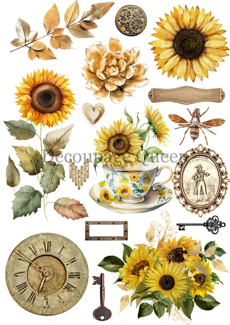 Decoupage Queen SUNFLOWER EPHEMERA A4 Journal Kit #DQJP0001