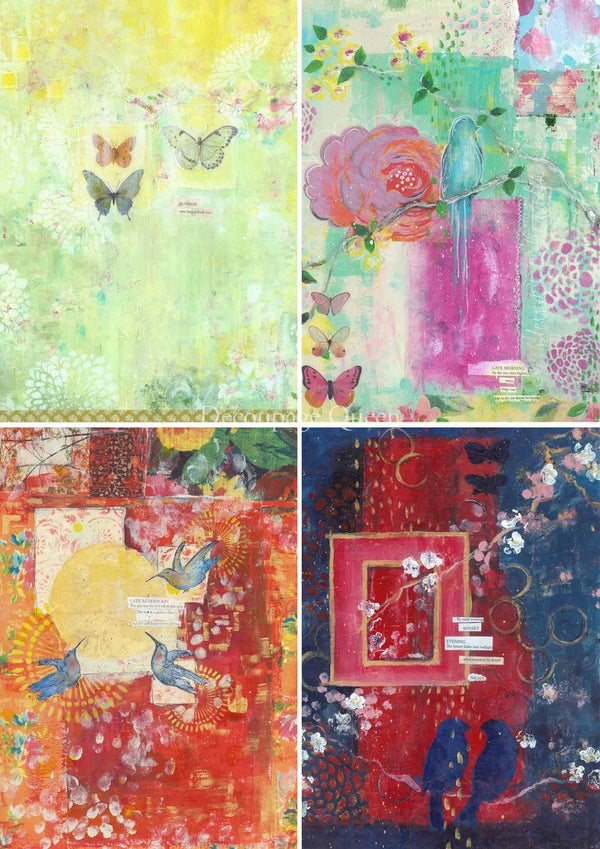 Decoupage Queen Ellen J Goods SPRING 4 PACK A4 Rice Paper #DQRP0387