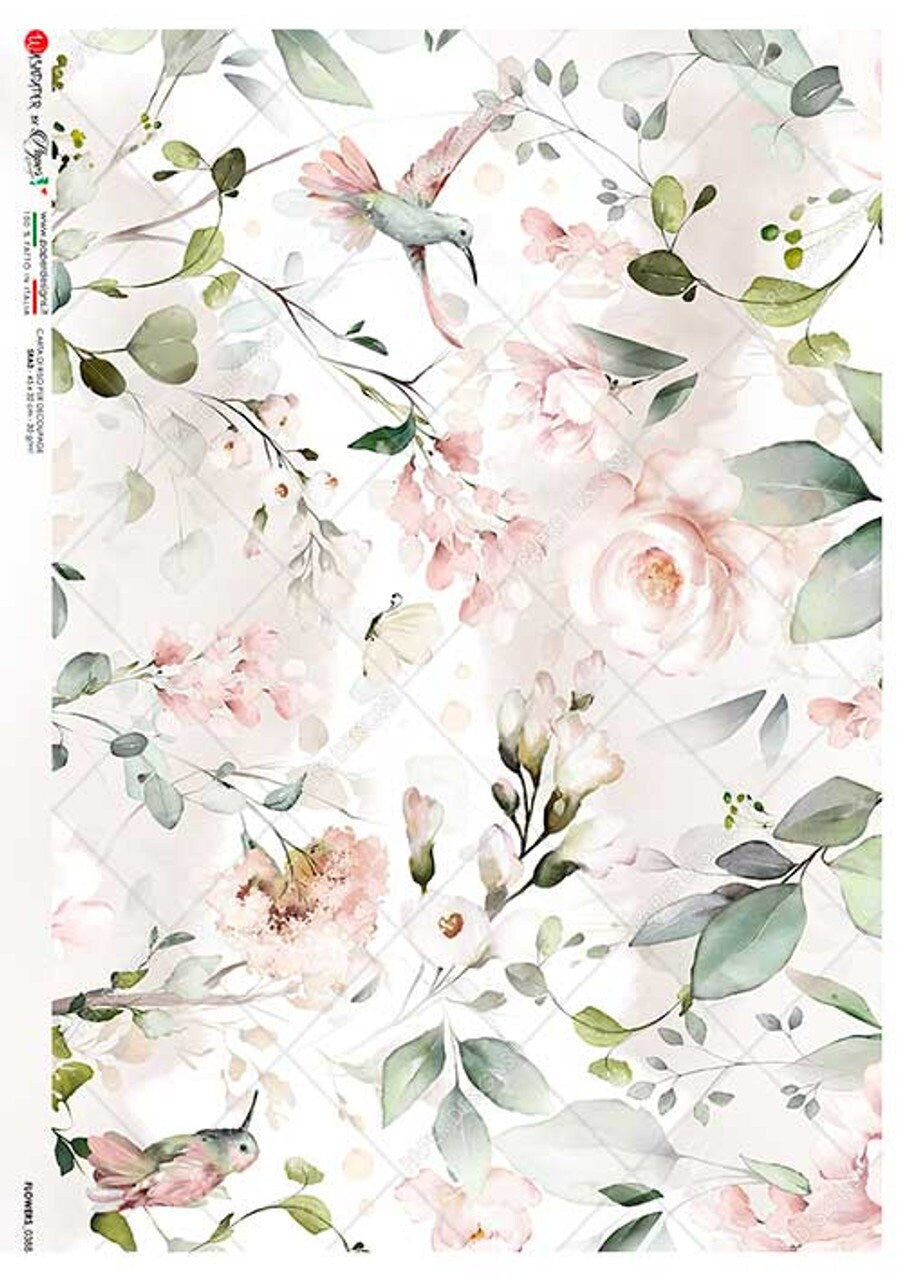 Paper Designs FLOWERS 0388 A4 Decoupage Rice Paper