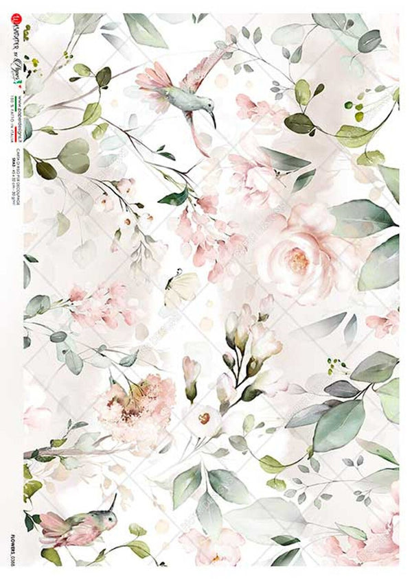 Paper Designs FLOWERS 0388 A4 Decoupage Rice Paper