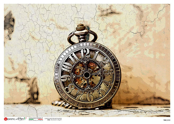 Paper Designs STOPWATCH A4 Decoupage Rice Paper #TIME0030