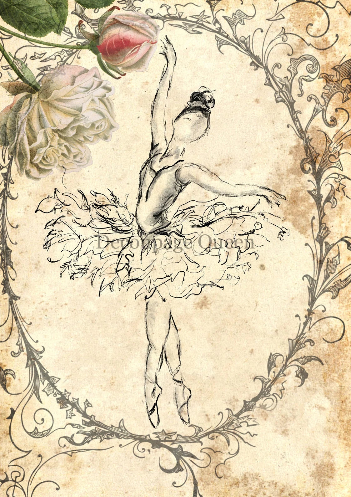 Decoupage Queen Sweet and Sassy FLORAL DANCE A4 Rice Paper Flowers DQRP0450  (Retired 2.25)