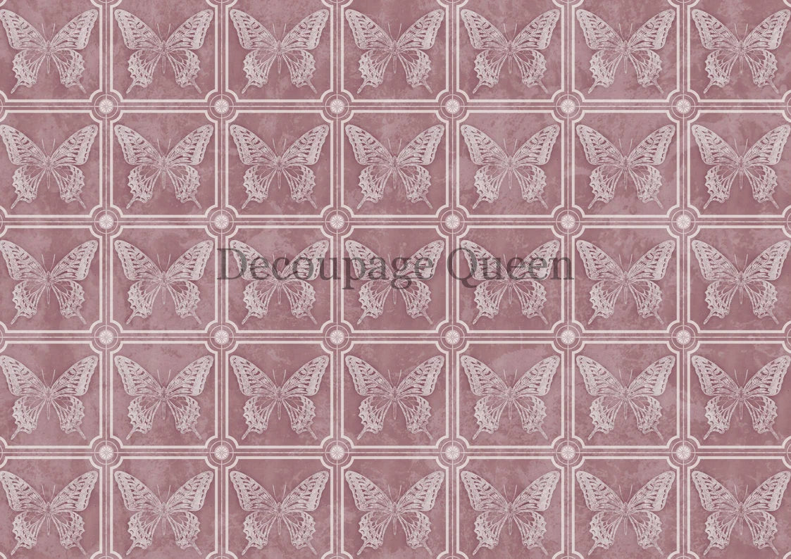 Decoupage Queen Dainty and the Queen BUTTERFLY TILES A4 Rice Paper DQRP0460 Retired 7.20.24