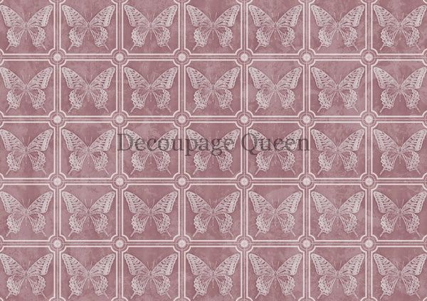 Decoupage Queen Dainty and the Queen BUTTERFLY TILES A4 Rice Paper DQRP0460 Retired 7.20.24
