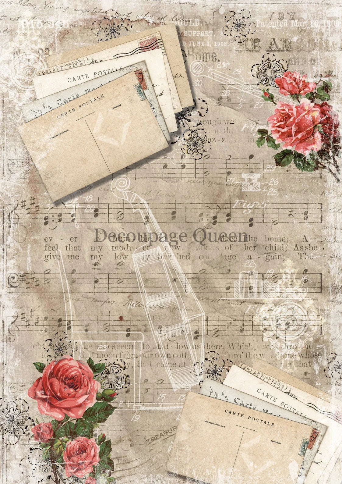 Decoupage Queen AUTUMN VIOLIN BACKGROUND A4 Rice Paper DQRP0465