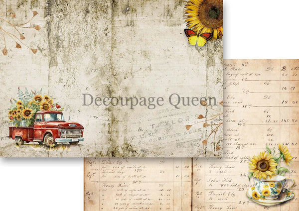 Decoupage Queen SUNFLOWER EPHEMERA A4 Journal Kit #DQJP0001