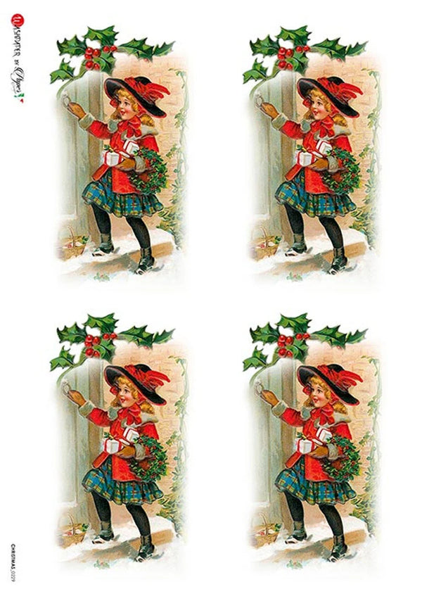 Paper Designs CHRISTMAS GIRL  A4 Decoupage Rice Paper #CHRISTMAS0229