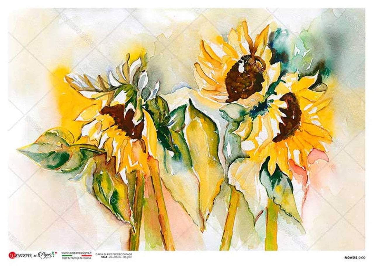 Paper Designs FLOWERS 0400 A4 Decoupage Rice Paper