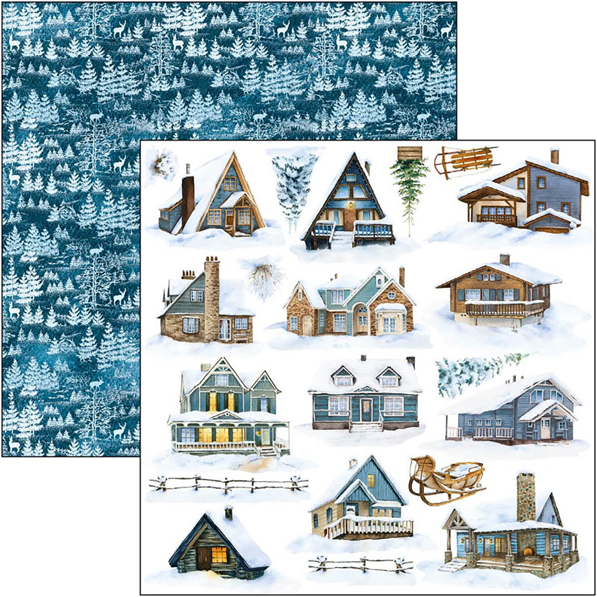Ciao Bella WINTER JOURNEY 6X6 Fussy Cut Paper Pad 24 Sheets #CBQE068