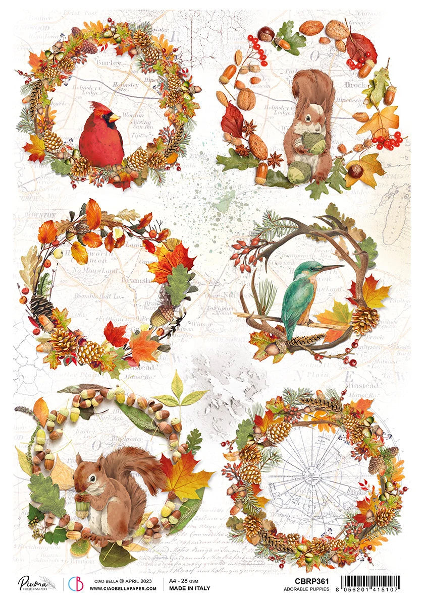 CIAO BELLA Papercrafting Decoupage Rice Paper - INTO THE WILD - AUTUMN COMPOSITIONS