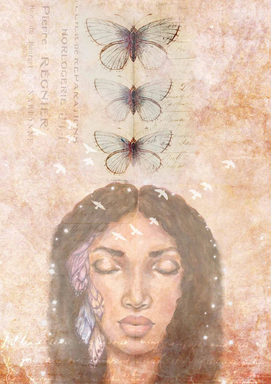 Decoupage Queen PEACEFUL MEDITATION A4 Rice Paper #DQRP0184 (Retired)