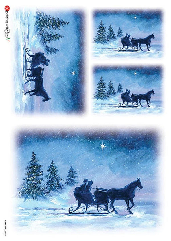 Paper Designs DASHING THROUGH the Snow A4 Decoupage Rice Paper #CHRISTMAS 0060