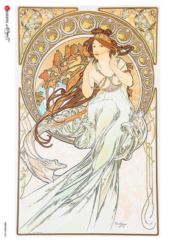 Paper Designs THE ARTS Alphonse Mucha A4 Decoupage Rice Paper #NOUVEAU 0008