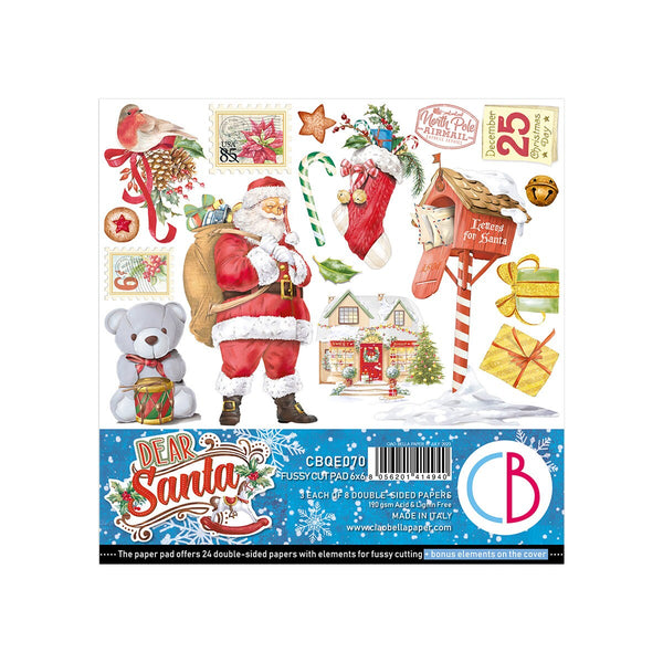 Ciao Bella DEAR SANTA 6X6 Fussy Cut Paper Pad 24 Sheets #CBQE070