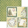 Collection of decorative paper sheets with Christmas-themed designs including a tree, flowers, and lanterns.