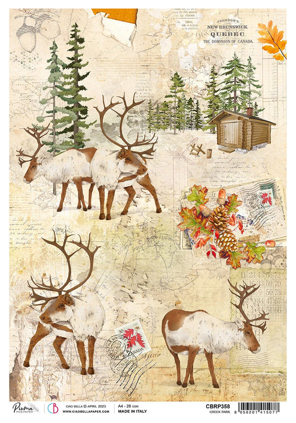 Ciao Bella Into the Wild CREEK PARK Decoupage Rice Paper A4 #CBRP358