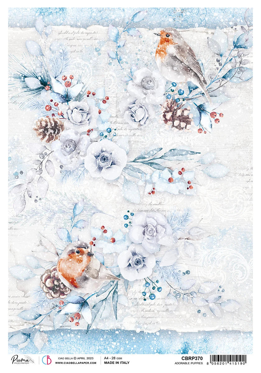 Ciao Bella Winter Journey MAGIC WHITE Decoupage Rice Paper A4 #CBRP370