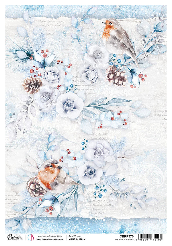 Ciao Bella Winter Journey MAGIC WHITE Decoupage Rice Paper A4 #CBRP370