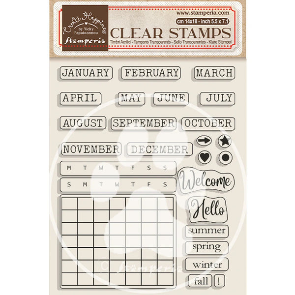 Stamperia Create Happiness CHRISTMAS Plus CALENDAR MONTHLY Acrylic Stamps 14 x 18 cm #WTK178