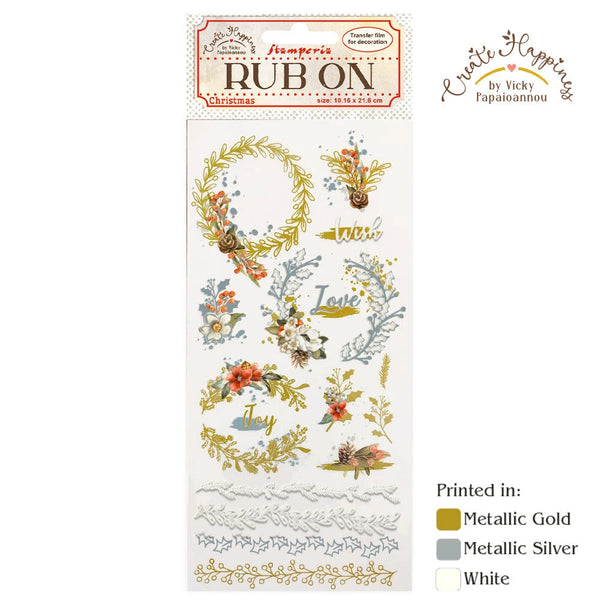 Stamperia Create Happiness CHRISTMAS GARLANDS Rub On 4" x 8.5"  #DFLRB47
