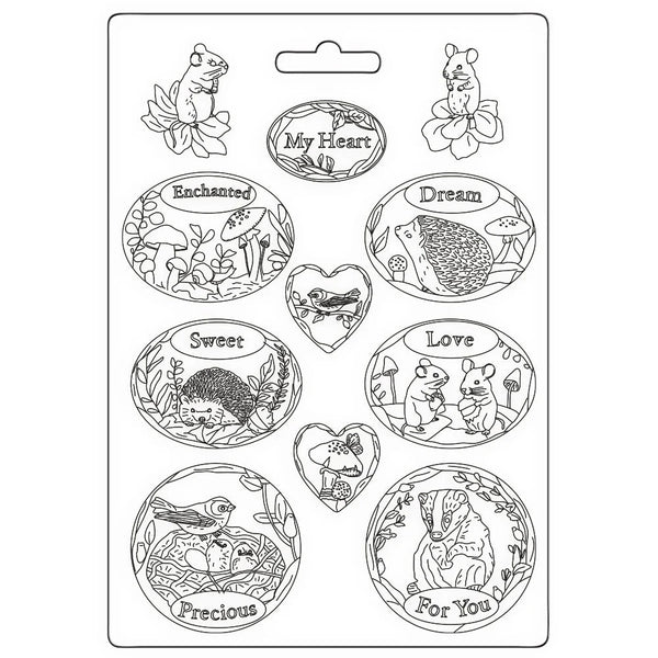 Stamperia Soft Mould A4 WOODLAND  OVAL PLATES Cold Pour Resin #K3PTA4568