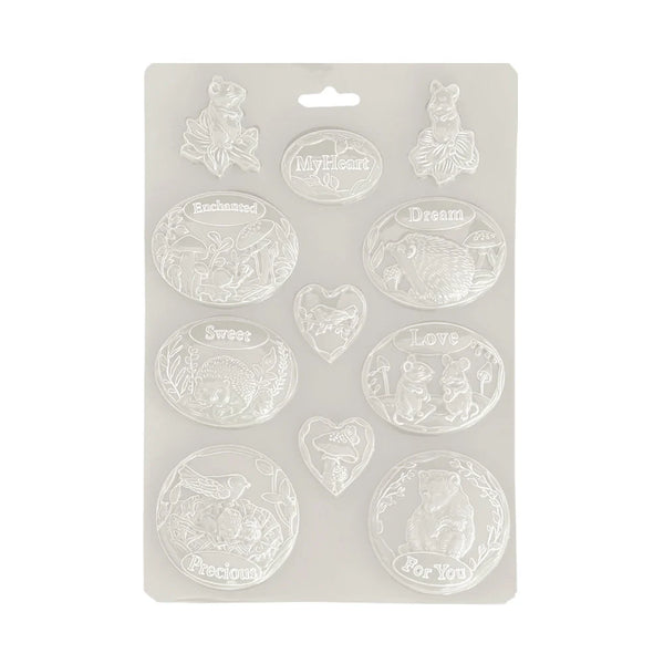 Stamperia Soft Mould A4 WOODLAND  OVAL PLATES Cold Pour Resin #K3PTA4568